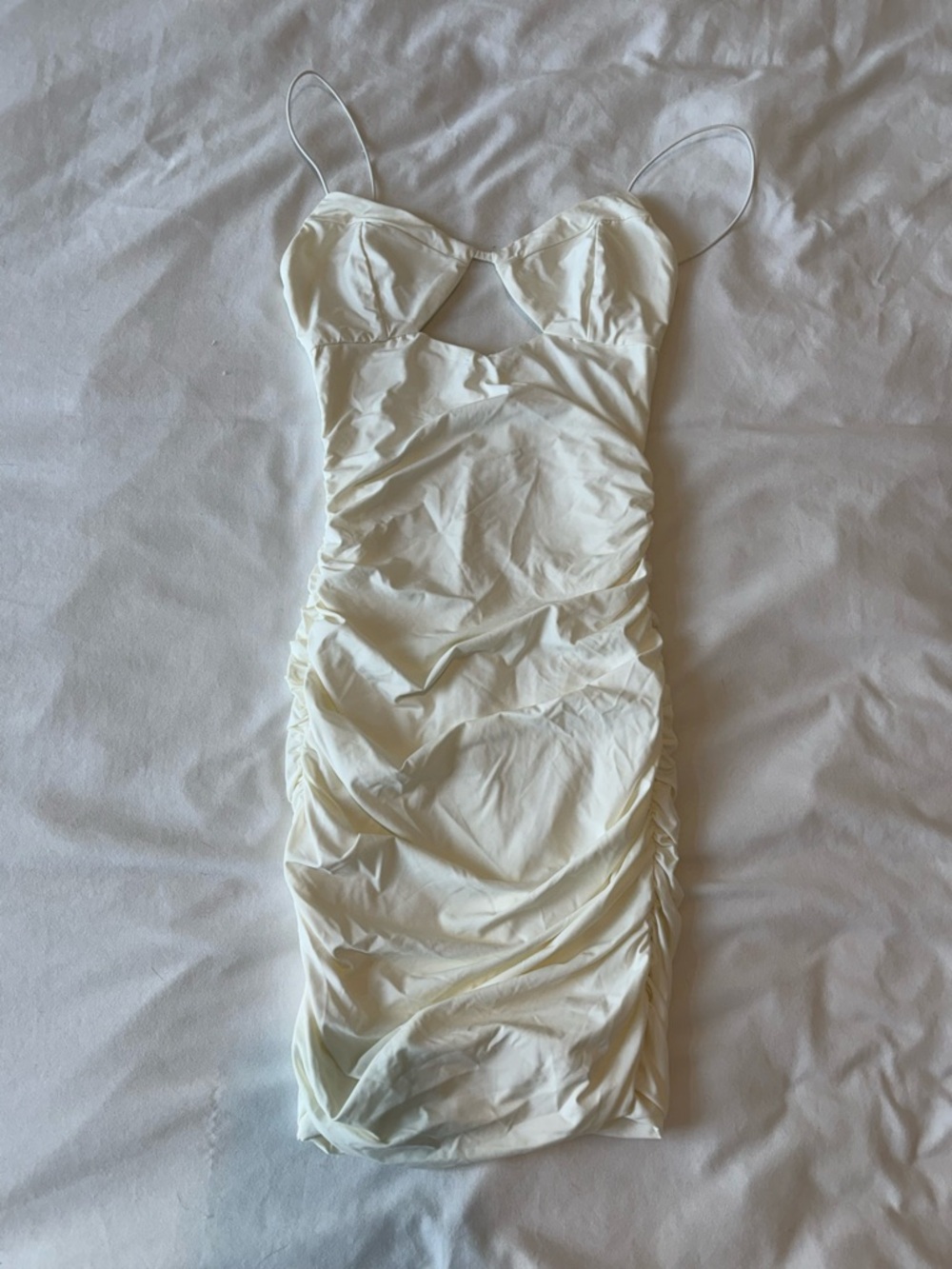 Tiger Mist Ivory Ruched Slip Dress